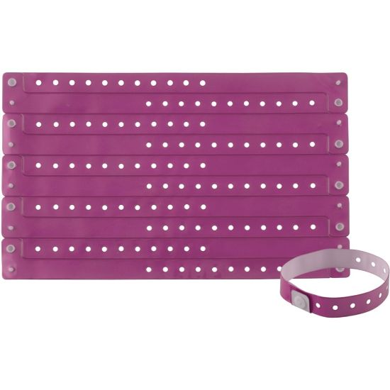 Picture of Advantus Colored Vinyl Wristbands - 100 / Pack - Adjustable - 0in Height x 0.6in Width x 9.8in Length - Purple - Vinyl