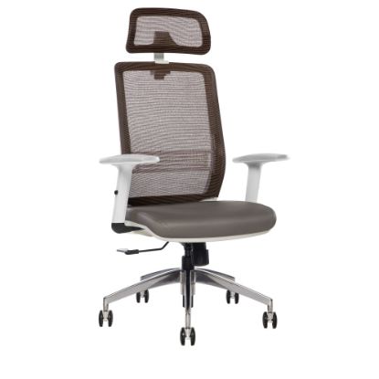 Picture of Sinfonia Sing Ergonomic Mesh/Fabric High-Back Task Chair With Antimicrobial Protection, Adjustable Height Arms, Headrest, Copper/Gray/White