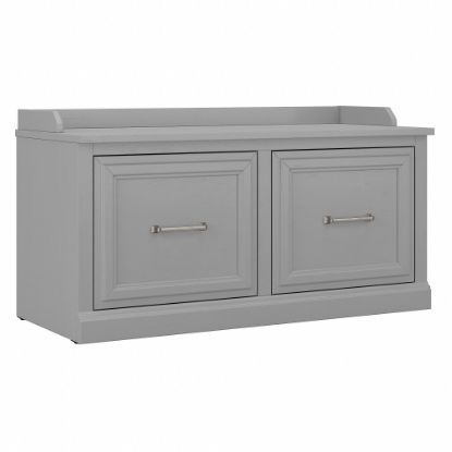 Picture of Bush Furniture Woodland 40inW Shoe Storage Bench With Doors, Cape Cod Gray, Standard Delivery