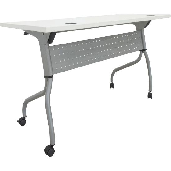 Picture of Lorell Preference Series 48inW Flip-Top Training Table, White/Silver