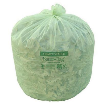 Picture of Natur Bag Compostable Trash Liners, 30 Gallons, Green, 25 Bags Per Roll, Case Of 8 Rolls