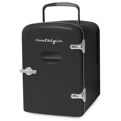 Picture of Nostalgia Electrics Retro 6-Can 0.14 Cu Ft Personal Cooling And Heating Refrigerator With Carry Handle, Black