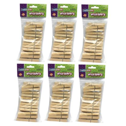 Picture of Creativity Street Spring Clothespins, 2-3/4in, Natural Wood, 24 Clothespins Per Pack, Case Of 6 Packs