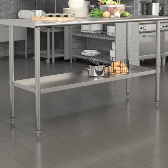 Picture of Flash Furniture Galvanized Adjustable Under Shelf For Prep And Work Tables, 2inH x 55-1/4inW x 18inD, Silver