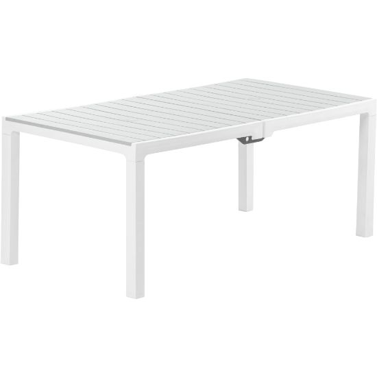 Picture of Inval Madeira Indoor And Outdoor Rectangular Plastic Patio Dining Table, 29-1/8in x 70-7/8in, White Wood