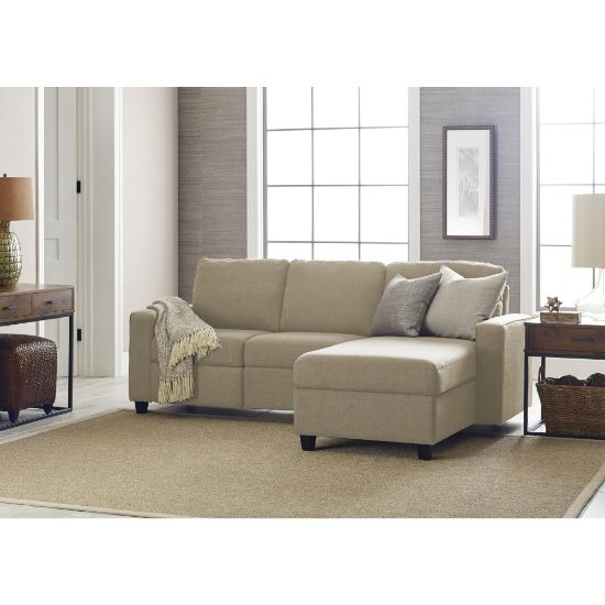 Picture of Serta Palisades Reclining Sectional With Storage Chaise, Right, Beige/Espresso