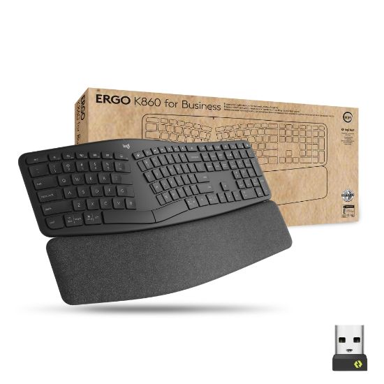 Picture of Logitech ERGO K860 Split Ergonomic Wireless Keyboard For Business, Graphite, 920010175