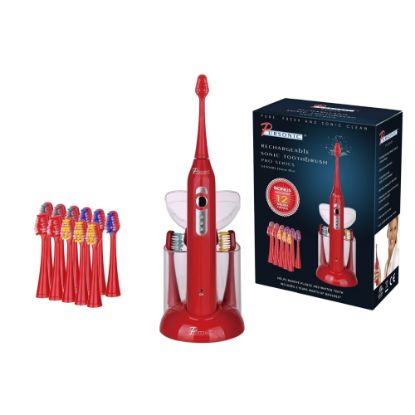 Picture of Pursonic S430 15-Piece Electric Sonic Toothbrush, 8inH x 3inW x 2inD, Red