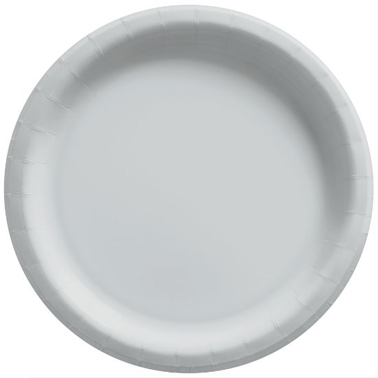 Picture of Amscan Round Paper Plates, Silver, 10in, 50 Plates Per Pack, Case Of 2 Packs