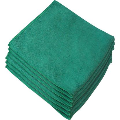 Picture of Genuine Joe General Purpose Microfiber Cloth - For Multipurpose - 16in Length x 16in Width - 12 / Bag - Chemical Resistant, Oil-free, Lint-free - Green