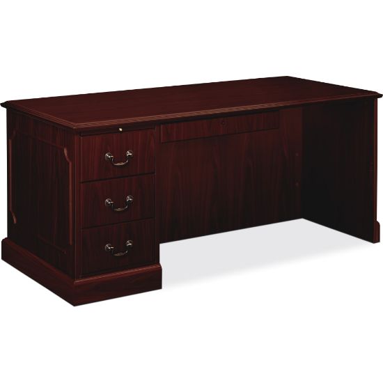 Picture of HON 94000-Series 66inW Left Single Pedestal Computer Desk, Mahogany