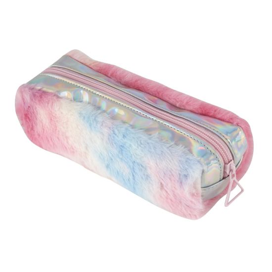 Picture of Office Depot Brand Furry Pencil Pouch, 7-1/2in x 3in, Rainbow Tie-Dye