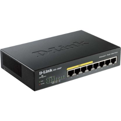 Picture of D-Link DGS-1008P 8-Port Gigabit Metal Desktop Switch with 4 PoE Ports - 8 Ports - 4 x POE - 4 x RJ-45 - 10/100/1000Base-T - Desktop