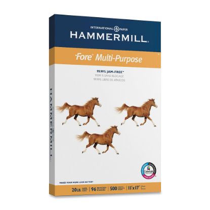 Picture of Hammermill Fore Multi-Use Printer & Copy Paper, 1 Ream, White, Ledger (11in x 17in), 500 Sheets Per Ream, 20 Lb, 28 Lb, 96 Brightness