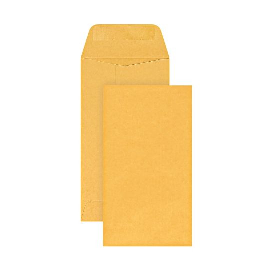 Picture of Office Depot Brand Coin Envelopes, 3-1/2in x 6-1/2in, Gummed Seal, Manila, Box Of 500