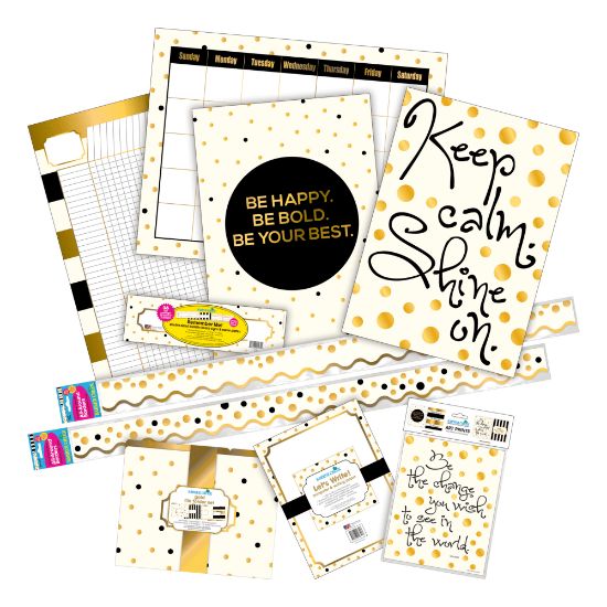 Picture of Barker Creek Classroom Decor Set, Shine On Gold, Pre-K To College