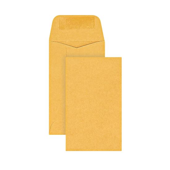 Picture of Office Depot Brand Coin Envelopes, 2-1/2in x 4-1/4in, Gummed Seal, Manila, Box Of 500