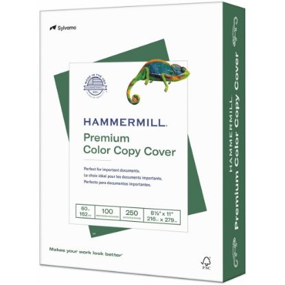 Picture of Hammermill Color Card Stock, White, Letter (8.5in x 11in), 60 Lb, Pack Of 250