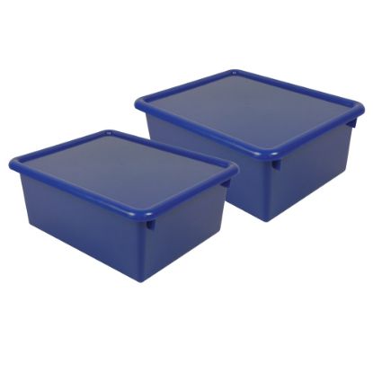 Picture of Romanoff Stowaway Letter Boxes With Lids, 5-1/4inH x 10-1/2inW x 13-1/4inD, Blue, Pack Of 2 Boxes