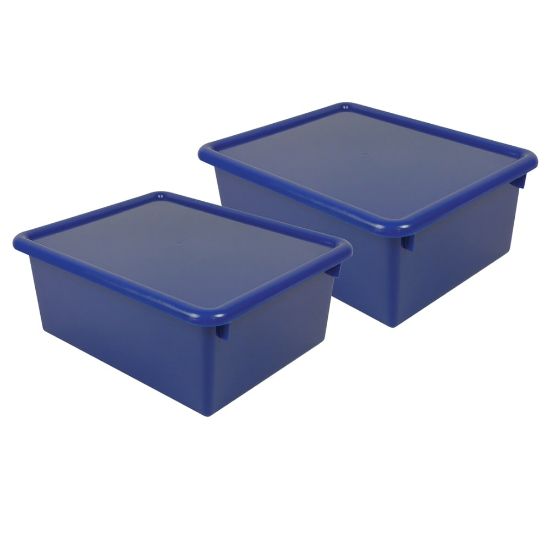 Picture of Romanoff Stowaway Letter Boxes With Lids, 5-1/4inH x 10-1/2inW x 13-1/4inD, Blue, Pack Of 2 Boxes