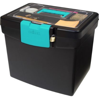 Picture of Storex File Storage Box with XL Storage Lid, Black/Teal