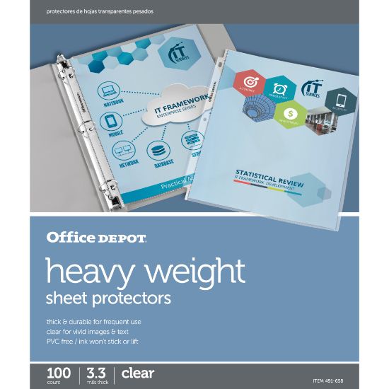 Picture of Office Depot Brand Heavyweight Sheet Protectors, 8-1/2in x 11in, Clear, Pack Of 100