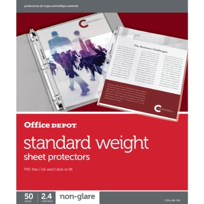 Picture of Office Depot Brand Standard Weight Sheet Protectors, 8-1/2in x 11in, Non-Glare, Box Of 50