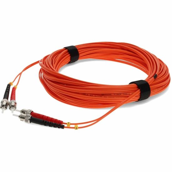 Picture of AddOn 15m ST (Male) to ST (Male) Orange OM1 Duplex Fiber OFNR (Riser-Rated) Patch Cable - 100% compatible and guaranteed to work