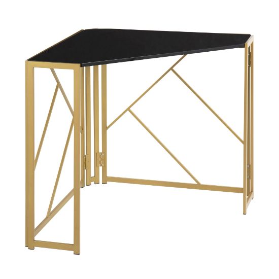 Picture of LumiSource Folia 32inW Contemporary Corner Desk, Gold/Black