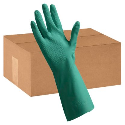 Picture of Tradex International Flock-Lined Nitrile General Purpose Gloves, Small, Green, Pack Of 24