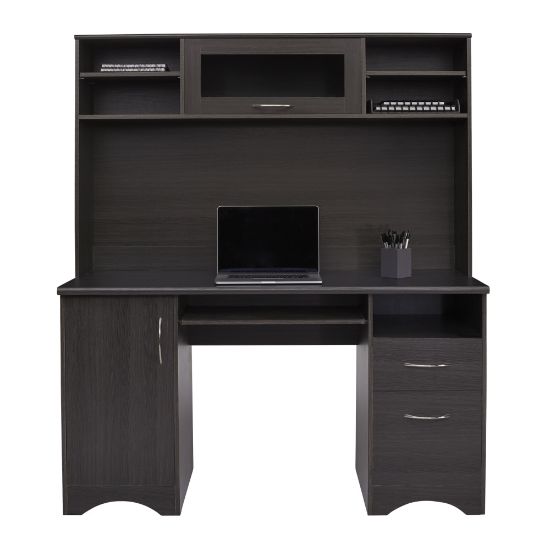 Picture of Realspace Pelingo 56inW Computer Desk With Hutch, Dark Gray