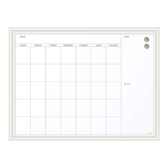 Picture of U Brands Magnetic Dry-Erase Monthly Calendar Board, 40in X 30in, White Decor Frame (2918U00-01)