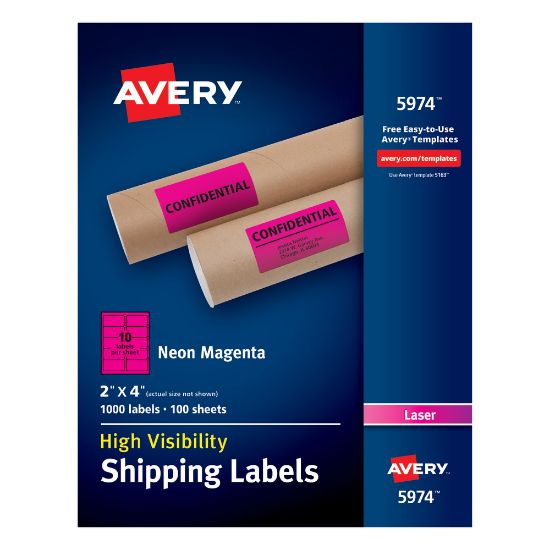 Picture of Avery High-Visibility Shipping Labels, AVE5974, 2in x 4in, Neon Magenta, Box Of 1000