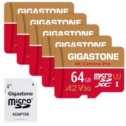 Picture of Dane-Elec Gigastone 4K Class10 U3 A2 V30 Camera Pro MicroSDXC Cards, 64GB, Pack Of 5 Cards