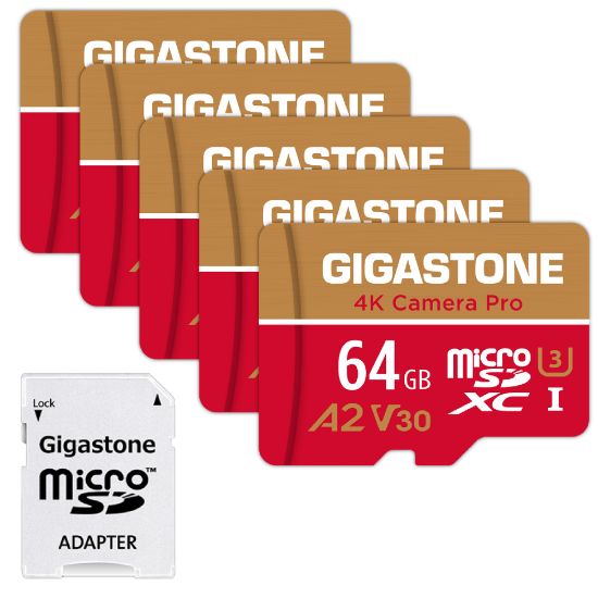 Picture of Dane-Elec Gigastone 4K Class10 U3 A2 V30 Camera Pro MicroSDXC Cards, 64GB, Pack Of 5 Cards