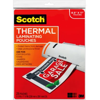 Picture of Scotch Thermal Laminating Pouches TP3854-25, 8-1/2in x 11in, Clear, Pack Of 25 Laminating Sheets