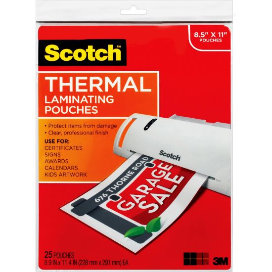 Picture of Scotch Thermal Laminating Pouches TP3854-25, 8-1/2in x 11in, Clear, Pack Of 25 Laminating Sheets