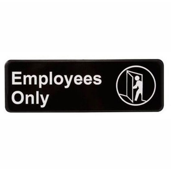 Picture of Vollrath Employees Only Sign, 3in x 9in, Black/White