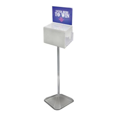 Picture of Azar Displays Extra-Large Pedestal Lottery Box With Pocket, 57-3/4inH x 16inW x 16inD, White