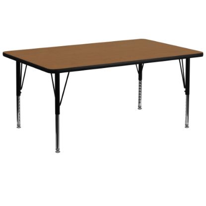 Picture of Flash Furniture 30ft"W Rectangular Height-Adjustable Activity Table With Short Legs, Oak