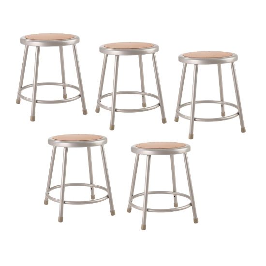 Picture of National Public Seating Hardboard Task Stool 18inH, Gray Seat/Gray Frame, Set of 5