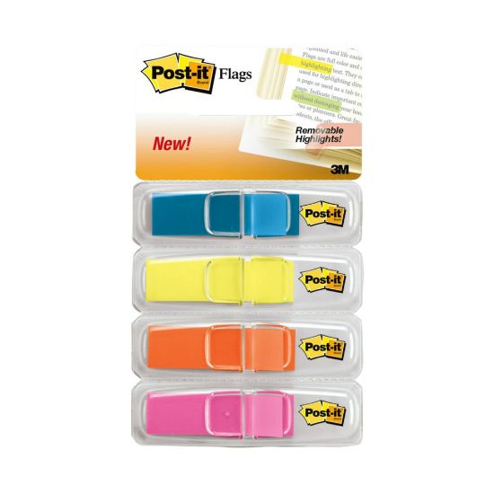 Picture of Post-it Notes Flags, 1/2in x 1-7/10in, Assorted Bright Colors, 35 Flags Per Pad, Pack Of 4 Pads