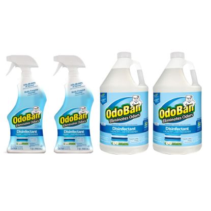 Picture of OdoBan Odor Eliminator Disinfectant, Fresh Linen Scent, Case Of 2 Qt Spray Bottles And 2 Gallon Concentrates