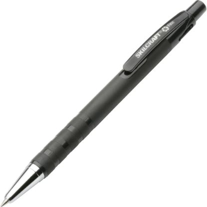 Picture of SKILCRAFT Retractable Ballpoint Pens, Ergonomic Grip, Fine Point, 83% Recycled, Black Ink, Box Of 12