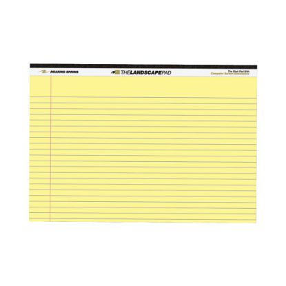 Picture of Roaring Spring Wide College Ruled Landscape Legal Pad, 11in x 9.5in 40 Sheets, Canary - 40 Sheets - 80 Pages - Printed - Stapled/Tapebound - Both Side Ruling Surface Red Margin - 20 lb Basis Weight