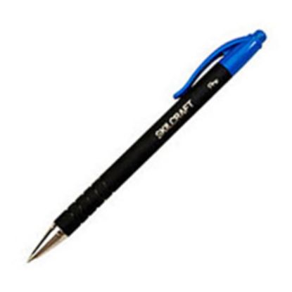 Picture of SKILCRAFT AbilityOne Rubberized Retractable Ballpoint Pens, Fine Point, Black Barrel, Blue Ink, Box Of 12 Pens