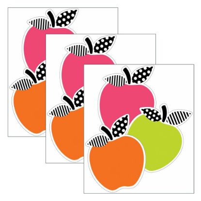 Picture of Carson Dellosa Education Cut-Outs, Schoolgirl Style Black, White & Stylish Brights Apples, 36 Cut-Outs Per Pack, Set Of 3 Packs