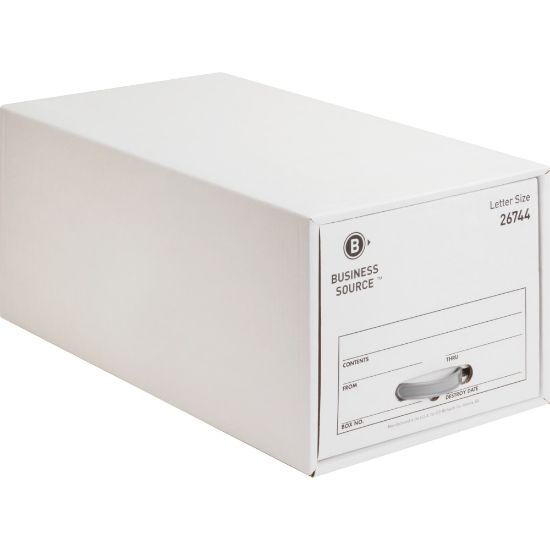 Picture of Business Source Stackable Storage File Drawer, Letter Size, 12 1/4in x 23 1/2in x 10 1/4in , White, 6 Box