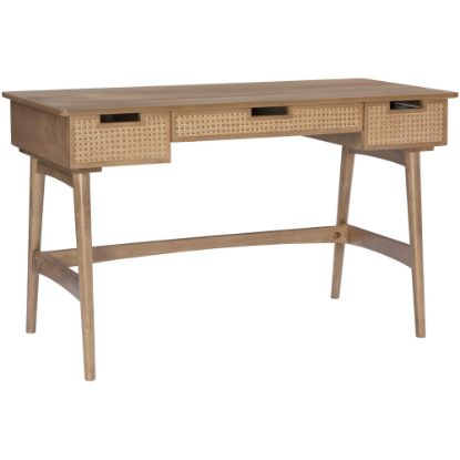 Picture of Linon Marley 51inW 3-Drawer Rattan Writing Desk, Natural