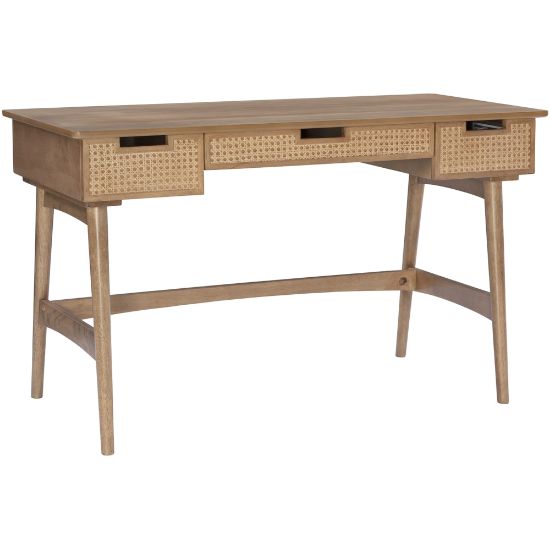 Picture of Linon Marley 51inW 3-Drawer Rattan Writing Desk, Natural